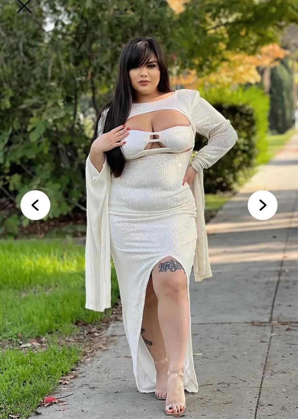 Fashion Nova White Sequin Cutout Maxi Dress